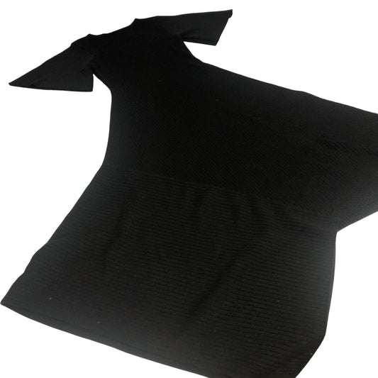 Black Ribbed Flared Dress Women's Short Sleeve Casual XS