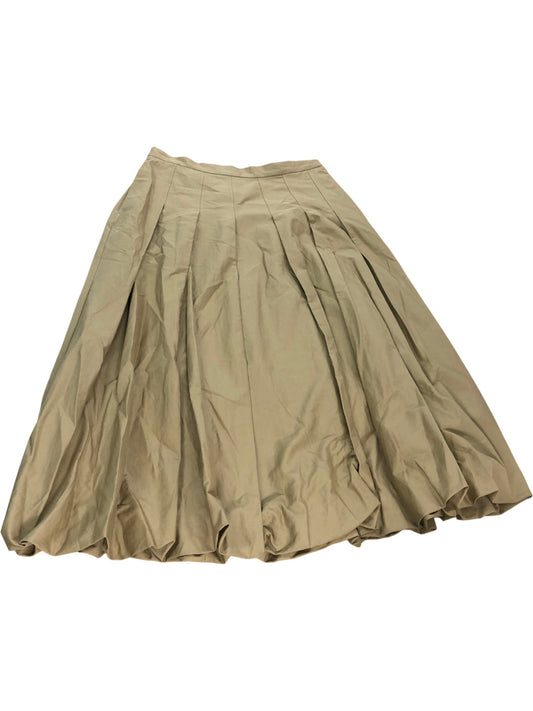 River Island Pleated Skirt UK12 Women's Midi Length Green Cotton Blend
