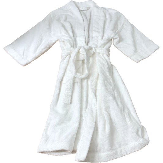 White Short Robe Soft Cotton Bath Robe Women's Loungewear Size M