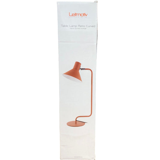 Leitmotiv Table Lamp Retro Curved Metal Burned Orange 50cm E14 Light Fixture