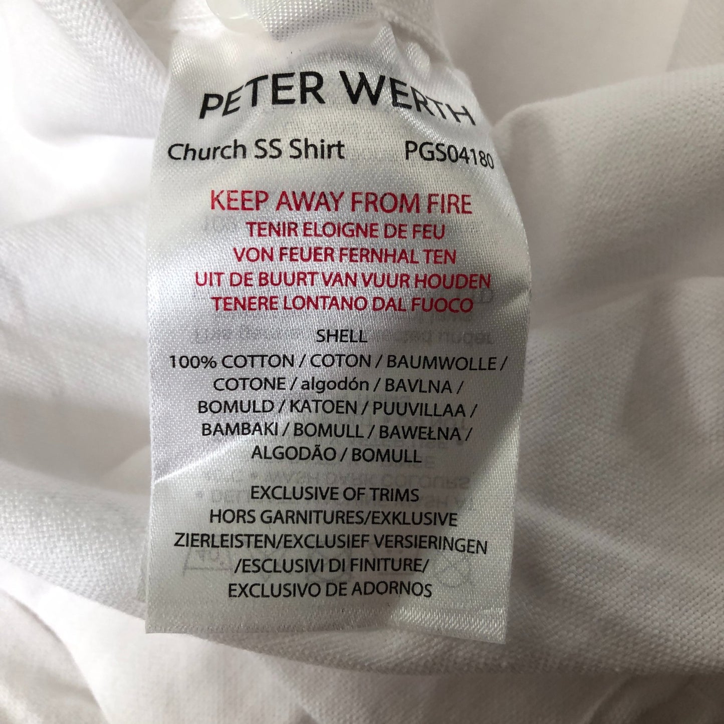 Peter Werth Church SS Shirt Men's Short Sleeve Cotton White Smart Casual Medium