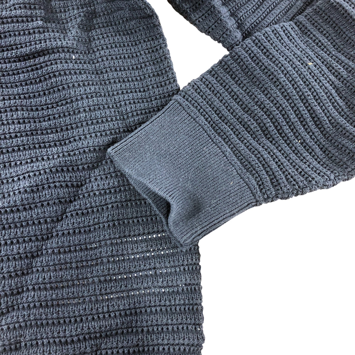 Navy Blue Waffle Knitted Sweater - Size Medium