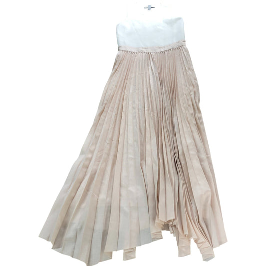 Branded Pleated Maxi Dress XS Women's Cream Pink