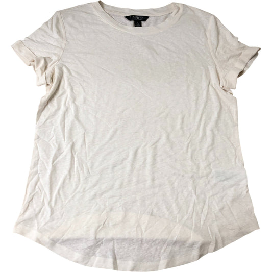 Lauren Ralph Lauren Women's Pale Cream T-Shirt Size M Casual Linen Blend