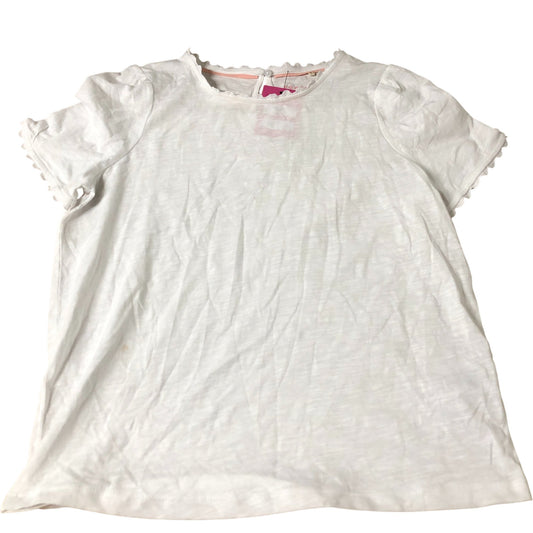 Women's White Top Size Soft Cotton Short Sleeve Ruffled Hem UK12