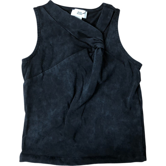 River Island Black Tank Top 7-8 Years Girls Soft Cotton Knot Front Style