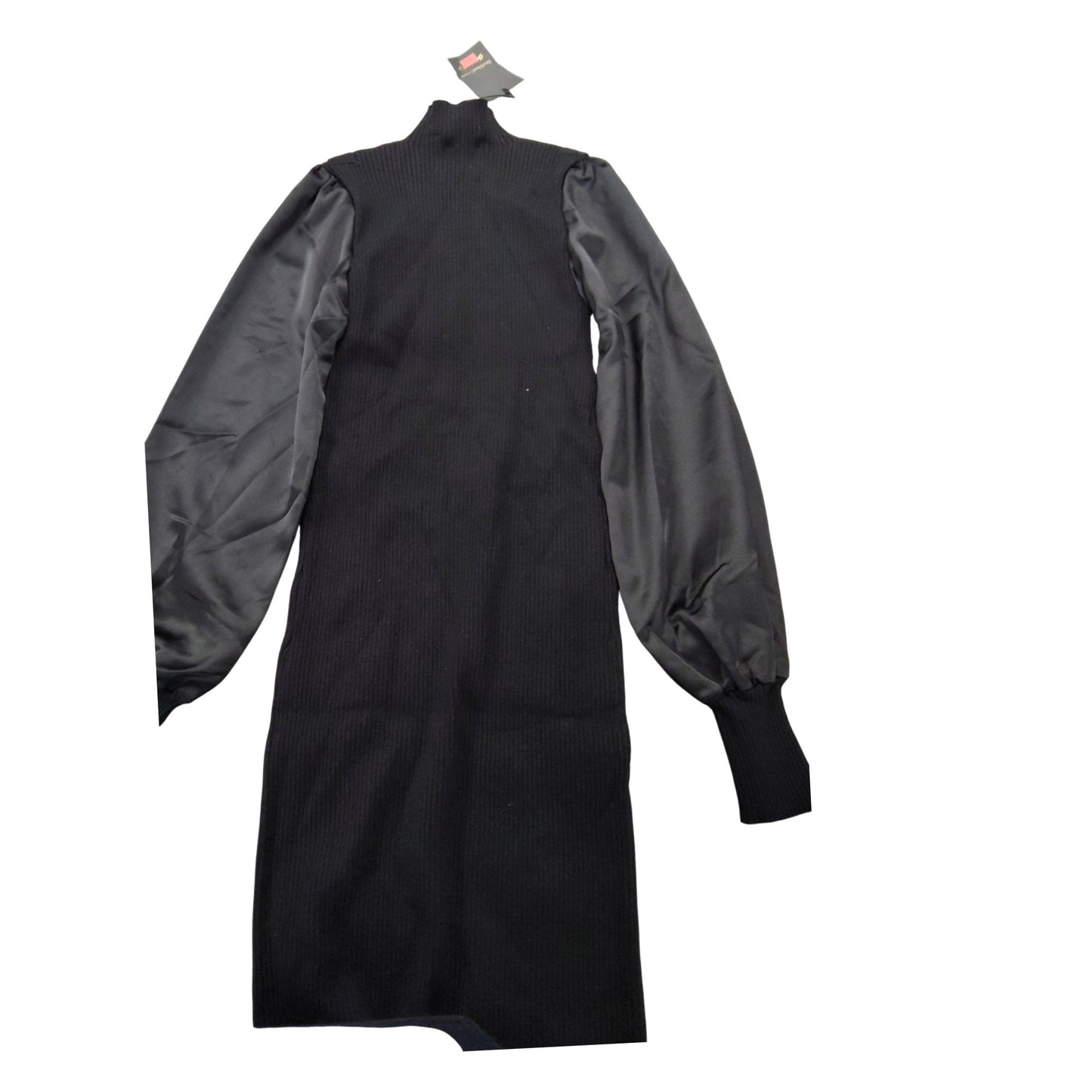 River Island Black Ribbed Dress UK8 Women's Elegant Long Sleeve Fitted Style