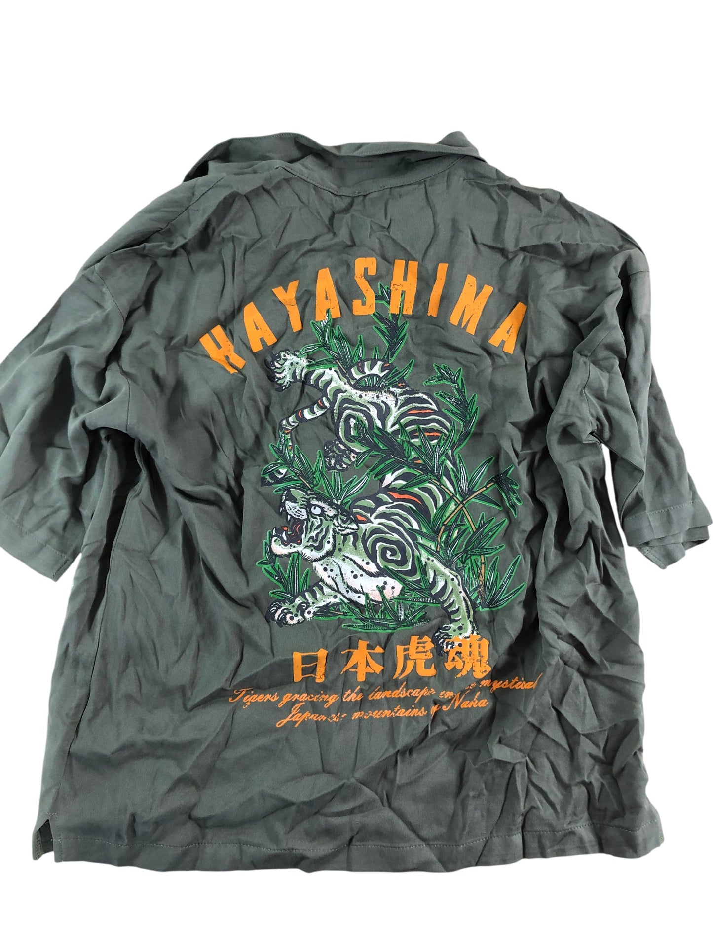 River Island Hayashina Boys Shirt Size 9 10 Years Green Tigers Print