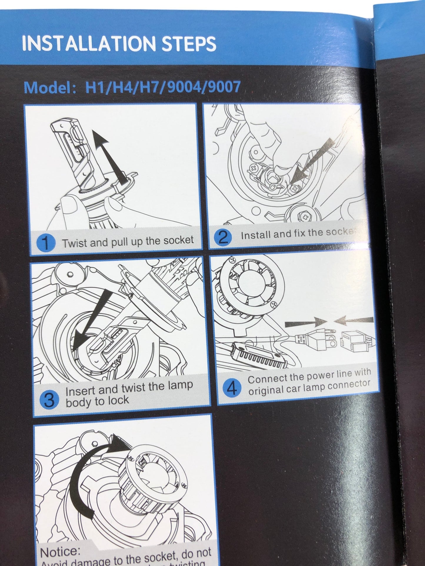 NATGIC LED Headlight Kit H7 9600K High Brightness Replacement Bulbs New