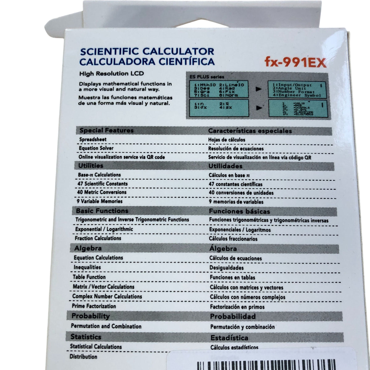 Scientific Calculator 552 Functions Equation Solver Spreadsheet LCD fx-991EX