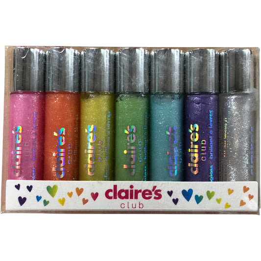 Claire's Lip Gloss & Nail Polish Set Water Based Peel Off Glitter Shades Nudes