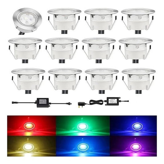 CISLAN LED Deck Light RGB Waterproof Special Effects Lighting 12 Pieces
