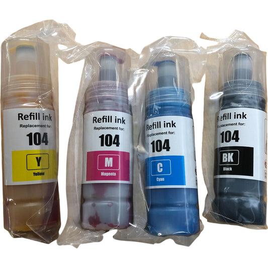 Laipeng E104 Ink Bottle Refill Kit 70ml Black Cyan Magenta Yellow 4 Pack