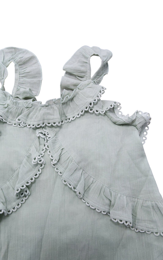 River Island Girls Dress UK11 Years Green Ruffled Tiered Summer Dress