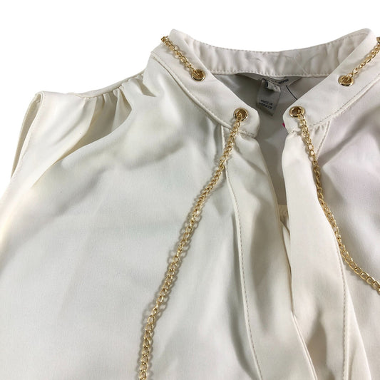 River Island Sleeveless Blouse UK16 Women's Cream With Gold Details
