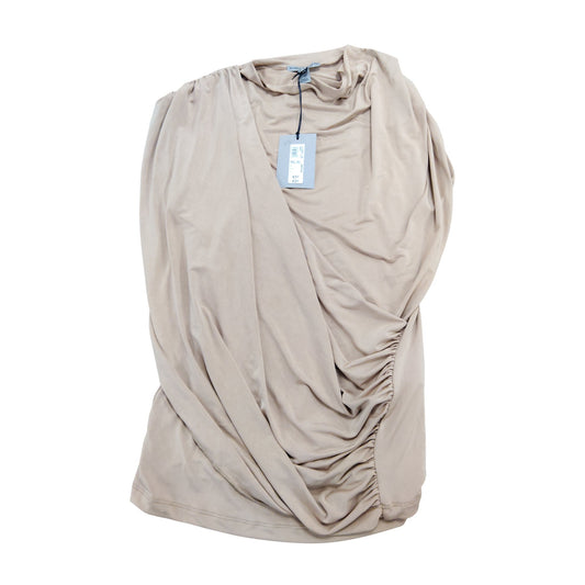River Island Women's Wrap Top Size S Lightweight Nude Short Sleeve T-Shirt