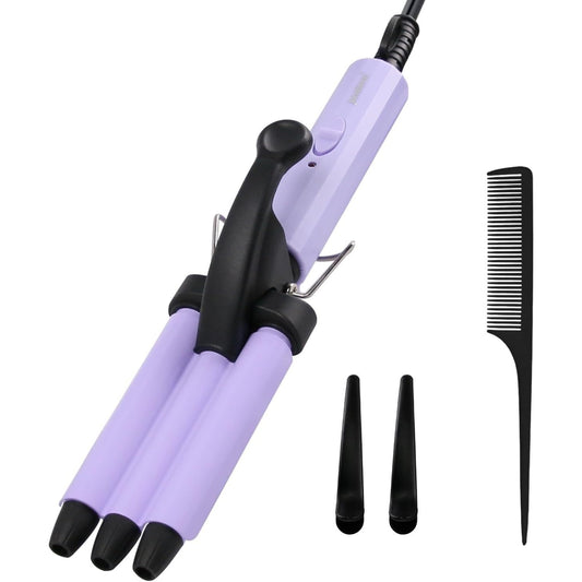 Janclove Mini 3 Barrel Hair Curler Model 519 13mm Curling Iron Purple