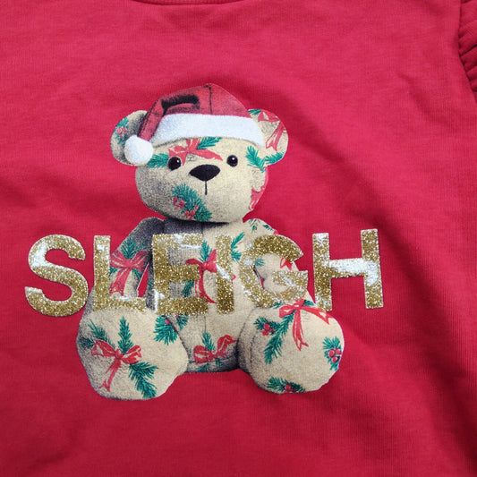 River Island Holiday Bear Sweatshirt 2-3 Years Unisex Red Cute Design