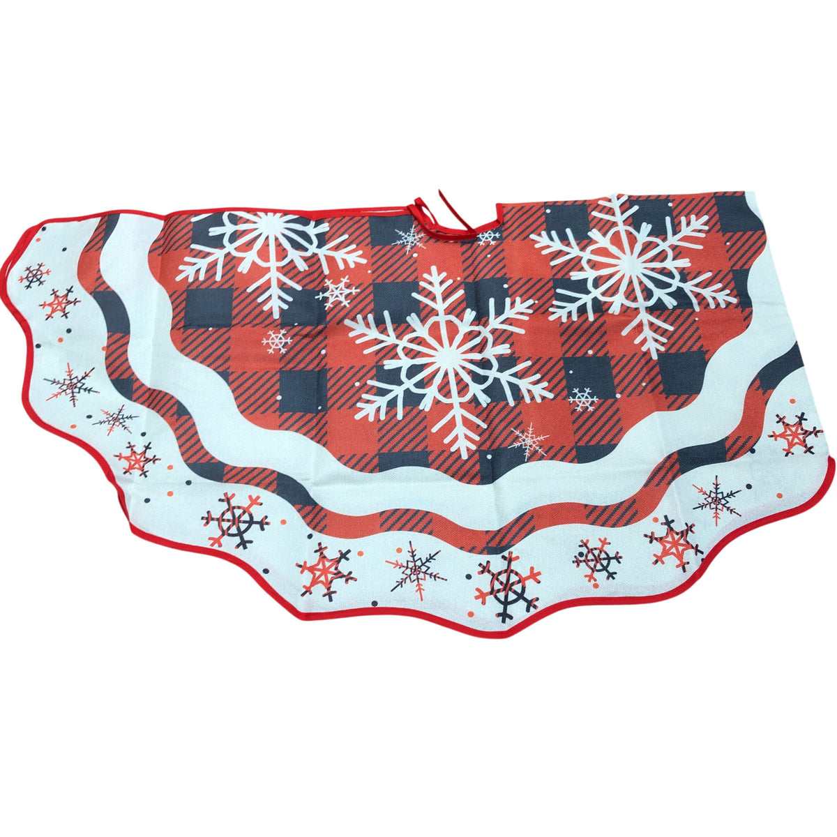 Christmas Tree Skirt Festive Red Snowflake 120cm