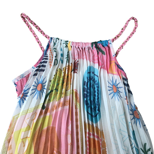 Girls Dress Bright Colourful Patterned Holiday Style Summer Dress 5-6 Years
