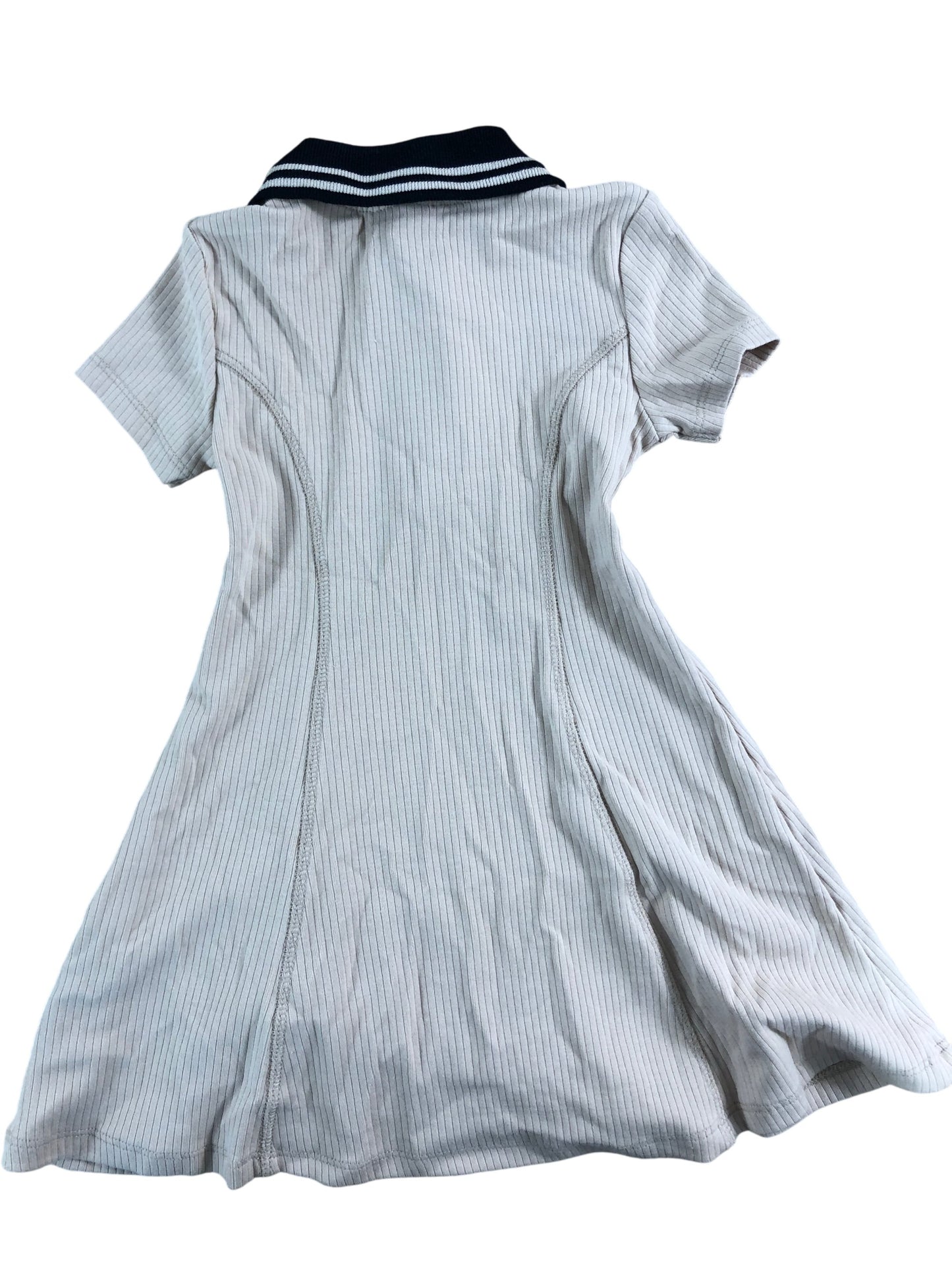 River Island Mini Girls Beige Dress 18-24 Months Zip Up Collar Ribbed Design