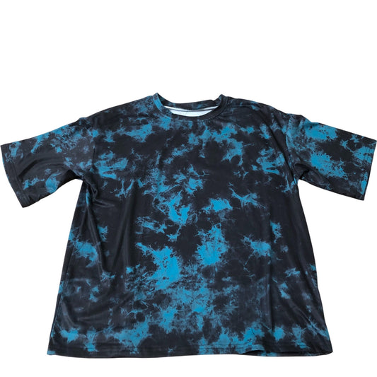 Men's T-Shirt Black Blue Tie Dye Pattern Lightweight Polyester Medium