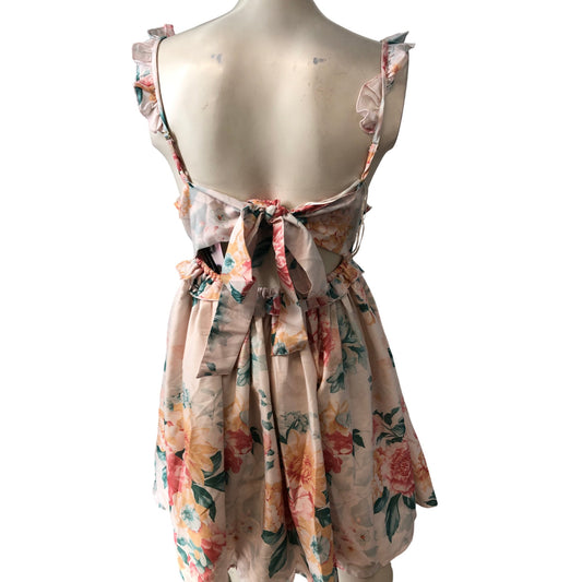 Rivers Island Cream Floral Dress XS Women's Ruffled Sleeves Summer Style