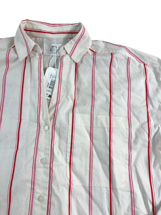 Des Petits Hauts Ulysse Shirt Size Large Women's Cream Red Striped