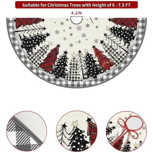 Christmas Tree Skirt Black White Decorations 120cm