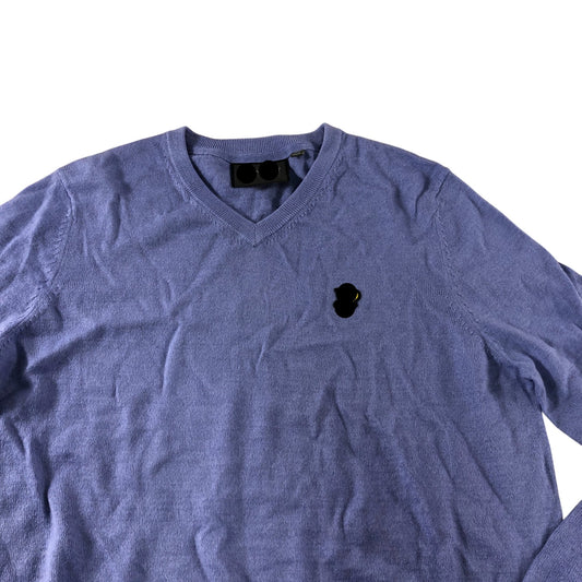 Branded Blue V Neck Jumper - Size Medium