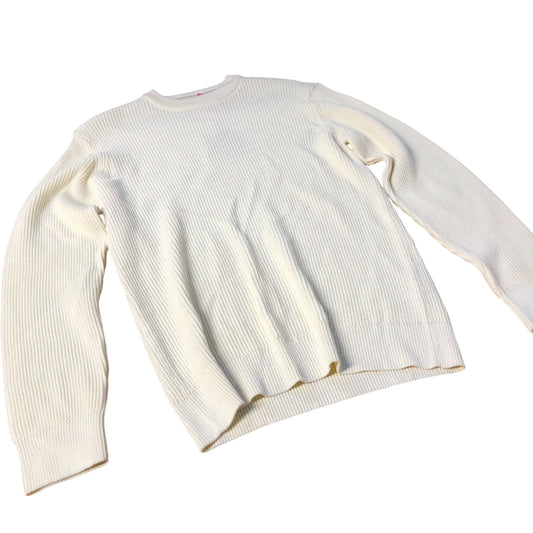 River Island Crew Neck Sweater Ecru Unisex Cream Ribbed Knit Long Sleeve Medium