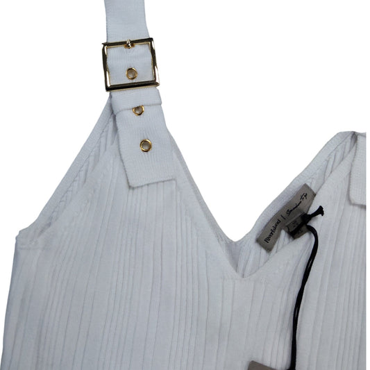 River Island White Ribbed Strappy Tank Top XS Women's Elegant Casual Style