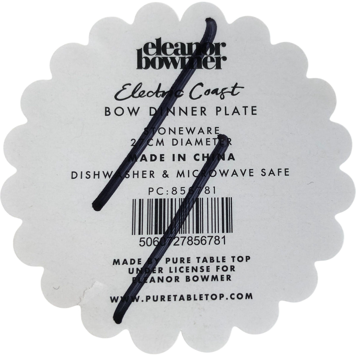 Eleanor Bowmer Electric Coast Bow Dinner Plate 27cm Diameter Stoneware