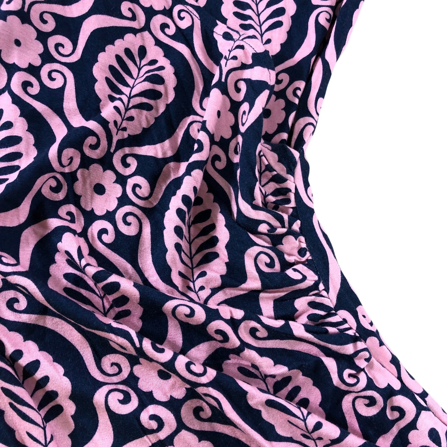Pink Patterned Short Sleeve Wrap Jersey Top - Size 12