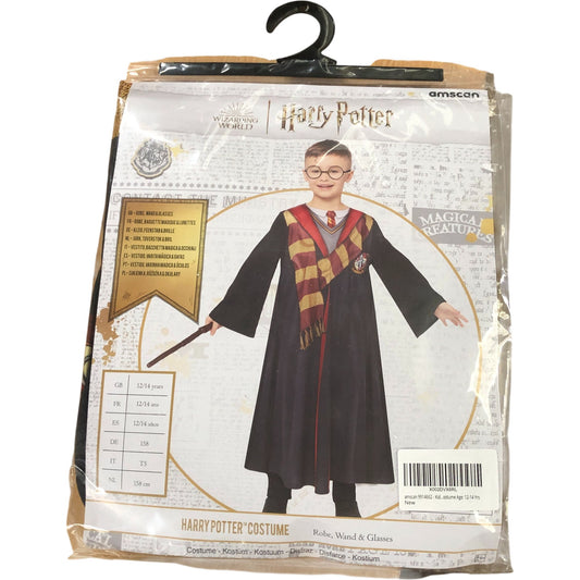 Harry Potter Costume Robe Wand And Glasses Kids Age 12-14 Years New