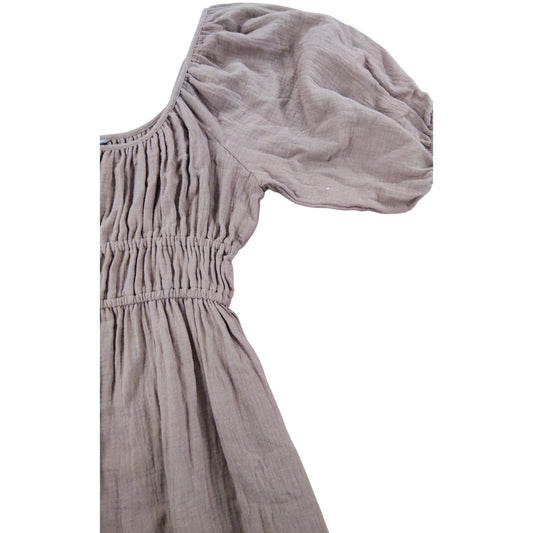 River Island Women’s Brown Puff Sleeve Midi Dress UK8 Comfortable Casual Style
