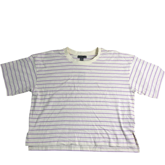 Women's Boxy Fit Over Sized Purple Striped T-Shirt