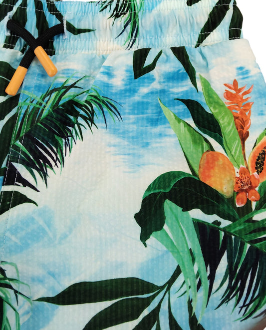 River Island Boys Swim Shorts UK6 Tropical Print Leaf Design Age 7-8 Years