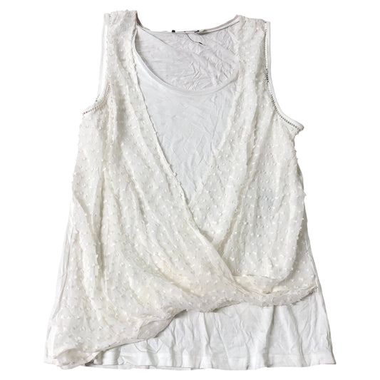 Layered Polka Dot Blouse Cream Soft Cotton Silk Blend Size 10