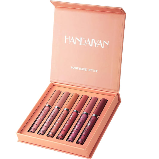 Handaiyan Matte Liquid Lipstick Set 6 Piece Set for Women Long Lasting Formula
