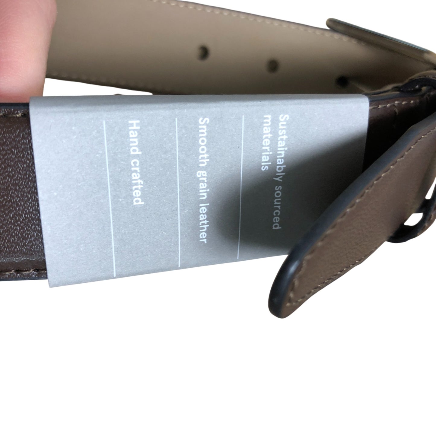 Moss Brown Leather Belt Size 34 Men's Smooth Grain Handcrafted Fashion Accessory