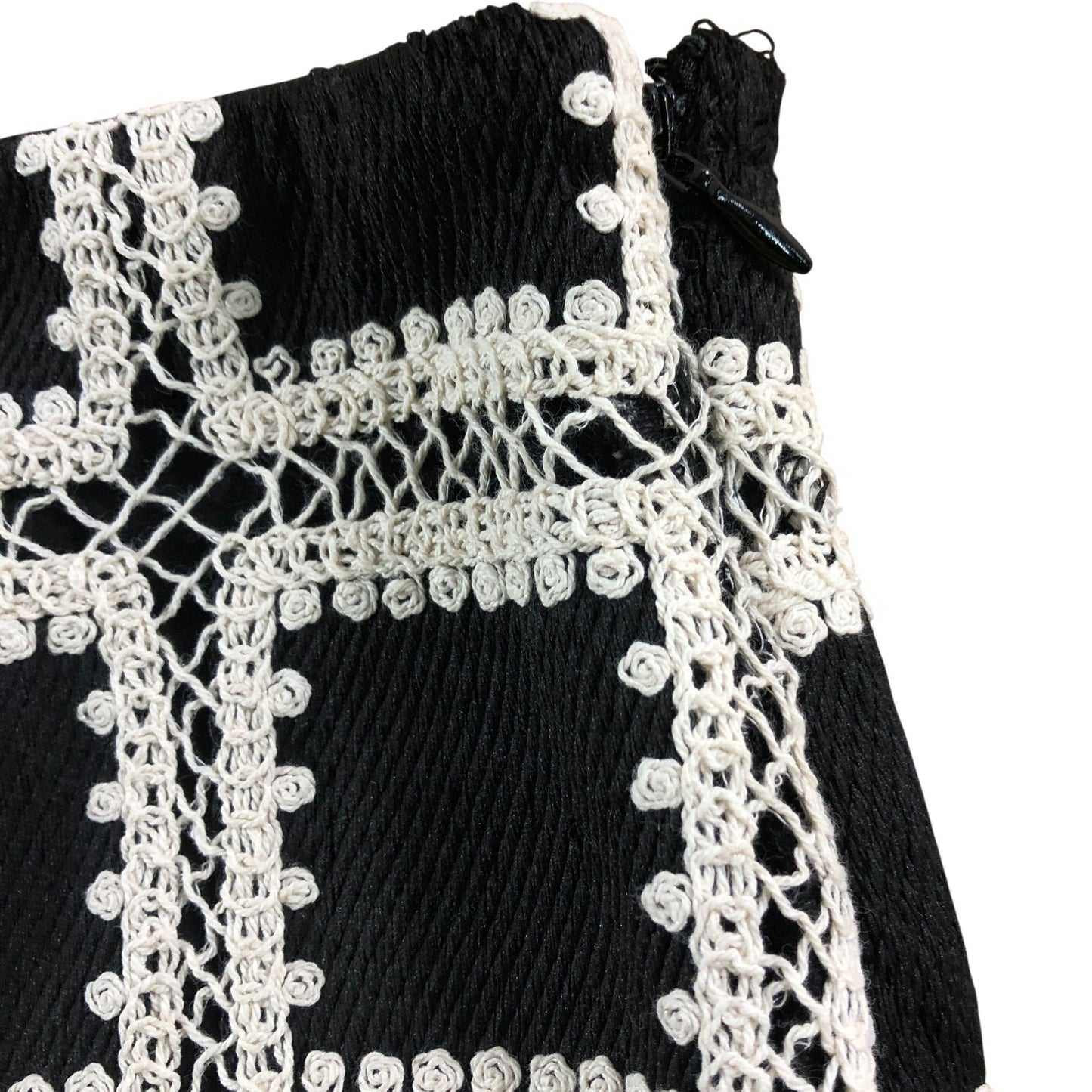 River Island Women's Black White Crochet A-Line Skirt - Size 18