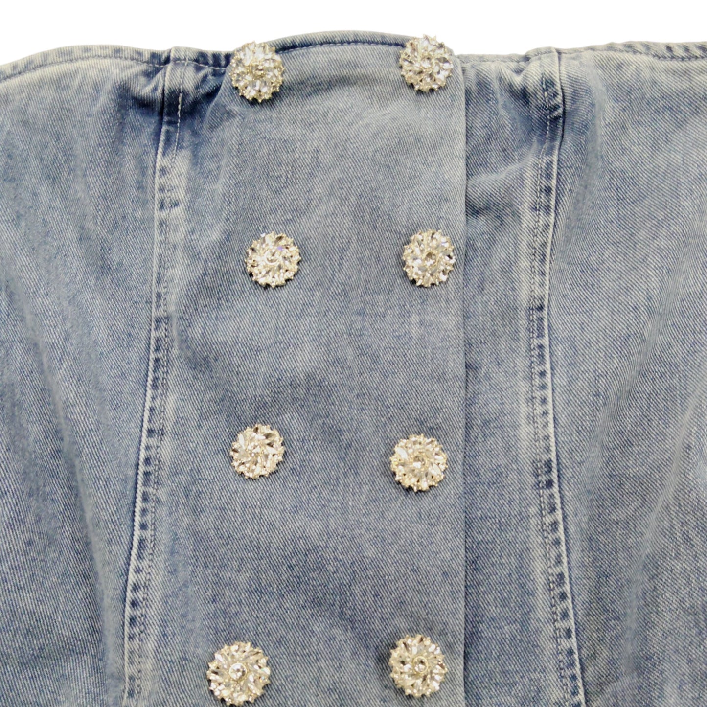 River Island Denim Dress UK10 Women's Flared Skirt Button Detail Blue