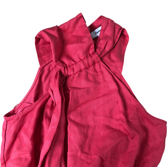 Red Jumpsuit Women's Sleeveless Tie Waist Wide Leg Size 8