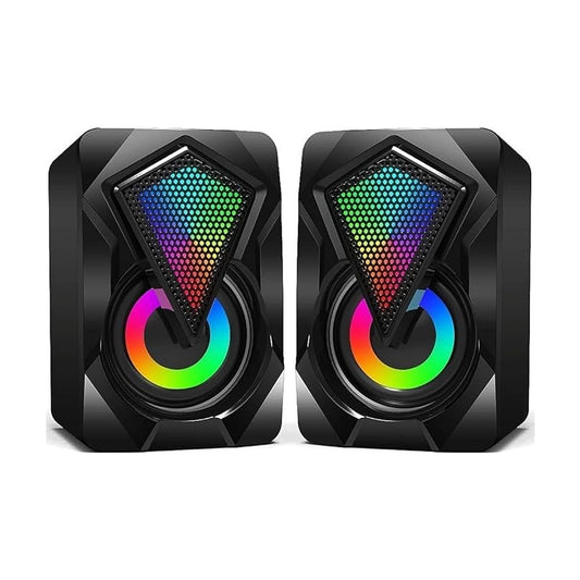 NJSJ H128 RGB PC Speakers USB Powered Black 6W Sound Quality Colourful