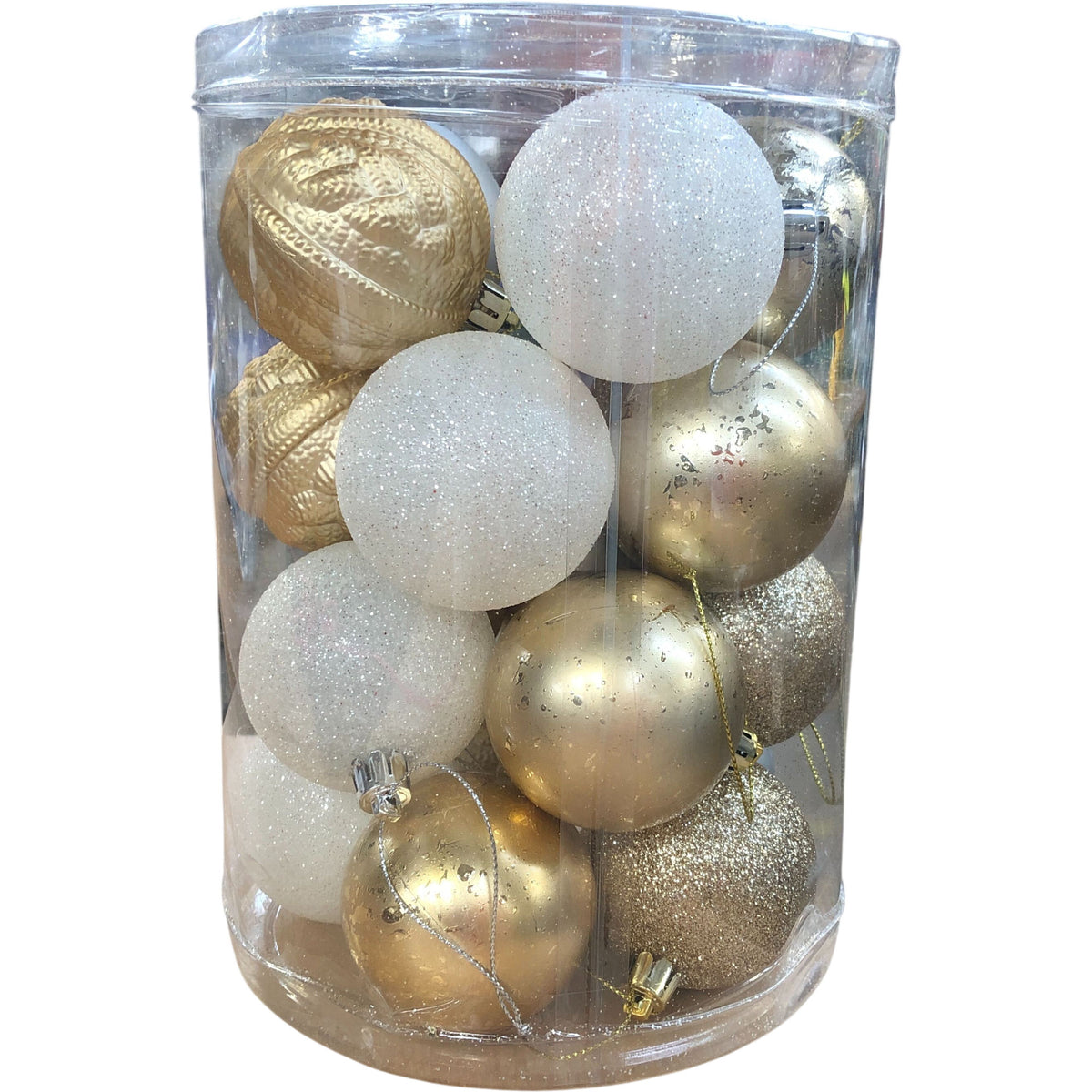 Christmas Ornament Bauble Set 20pcs 6cm White Gold