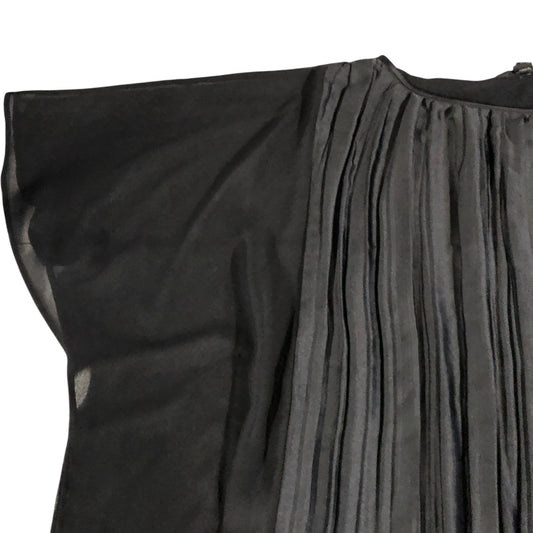 River Island UK12 Women's Black Pleated Loose Fit Top Short Sleeve