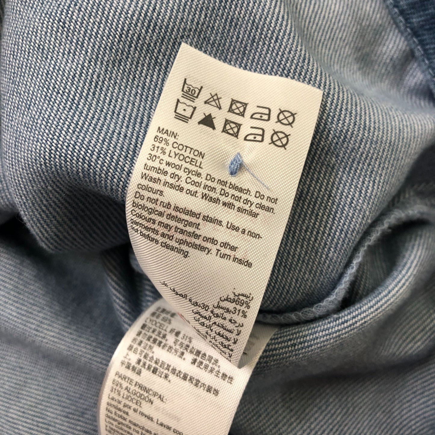 Scallop Trim Denim Shirt Mid Indigo Size L