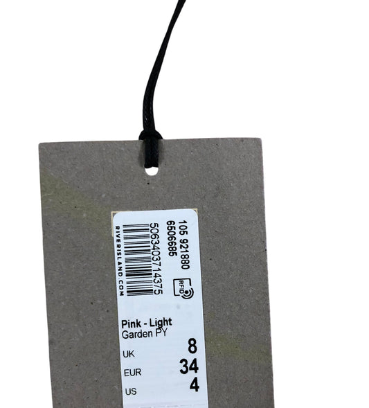 River Island Light Pink Blouse UK8 Women's Sheer Lace Long Sleeve Top