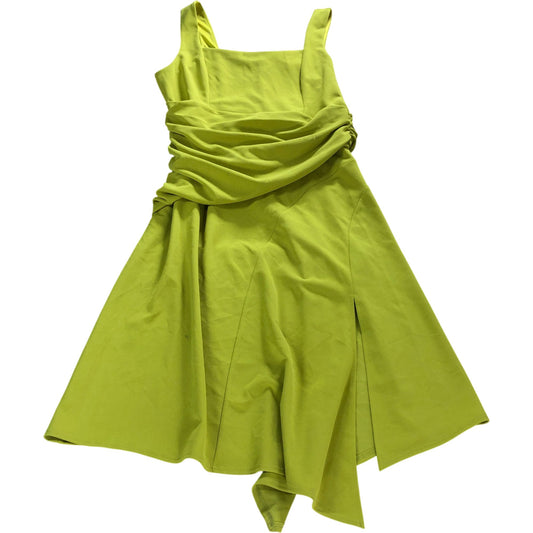 Lipsy London Olive Green Ruched Fit Flare Midi Dress Size UK16